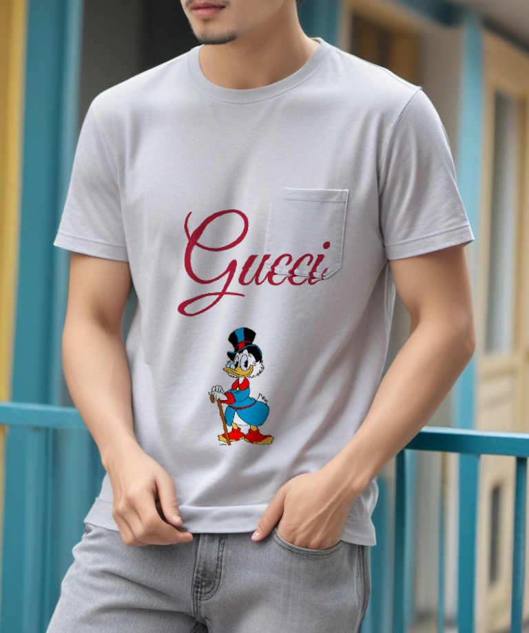 Light Gray Cane And Top Hat Duck Graphic T-Shirt - styled view 1