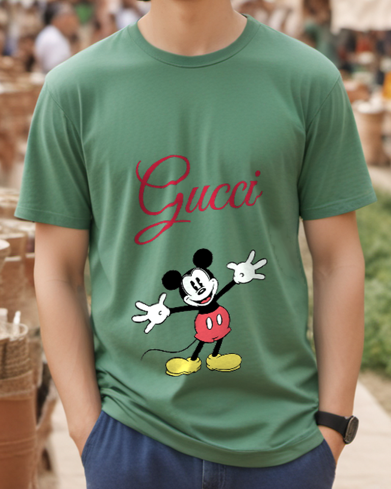Sage Green Open Palm Standing Mouse Graphic T-Shirt - styled view 3