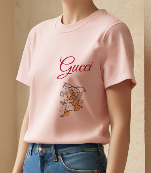 Blush Pink Butterfly Net Duck Graphic T-Shirt - styled view 1