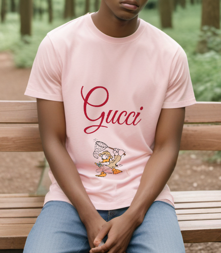 Blush Pink Butterfly Net Duck Graphic T-Shirt - styled view 3