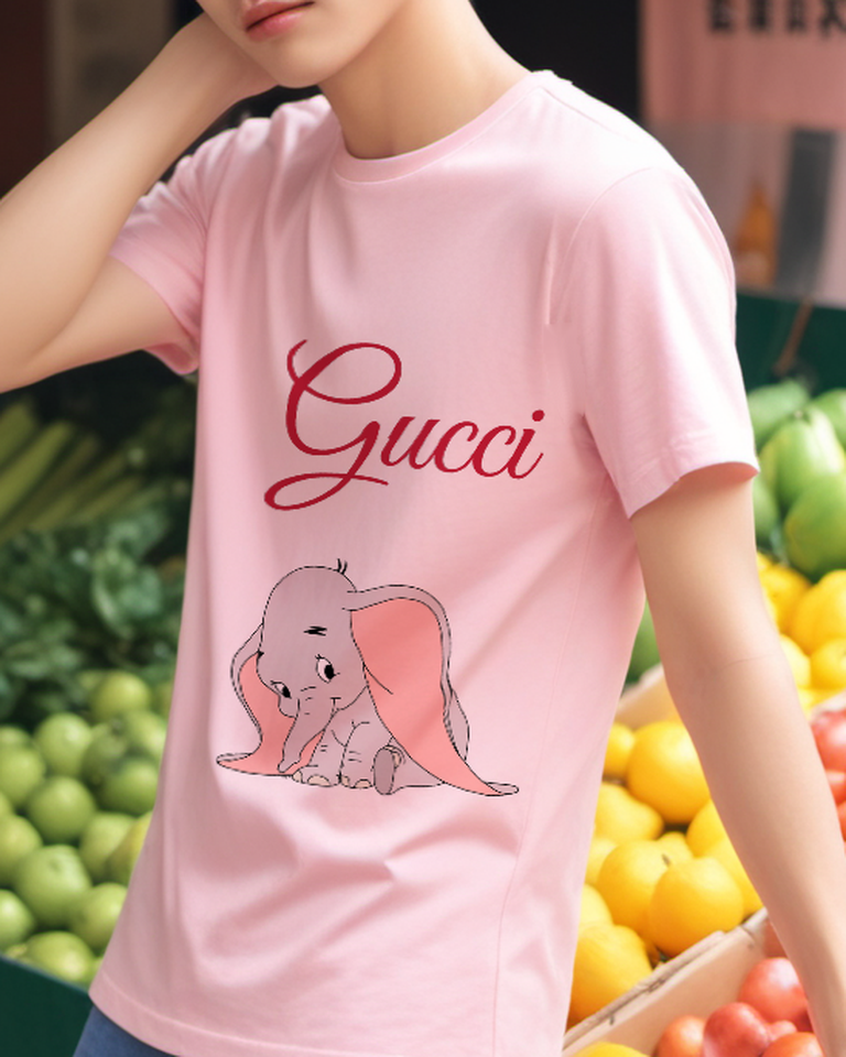 Blush Pink Drooping Ear Elephant Graphic T-Shirt - styled view 4