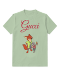 Sage Green Fox And Rabbit Duo Graphic T-Shirt - front product view