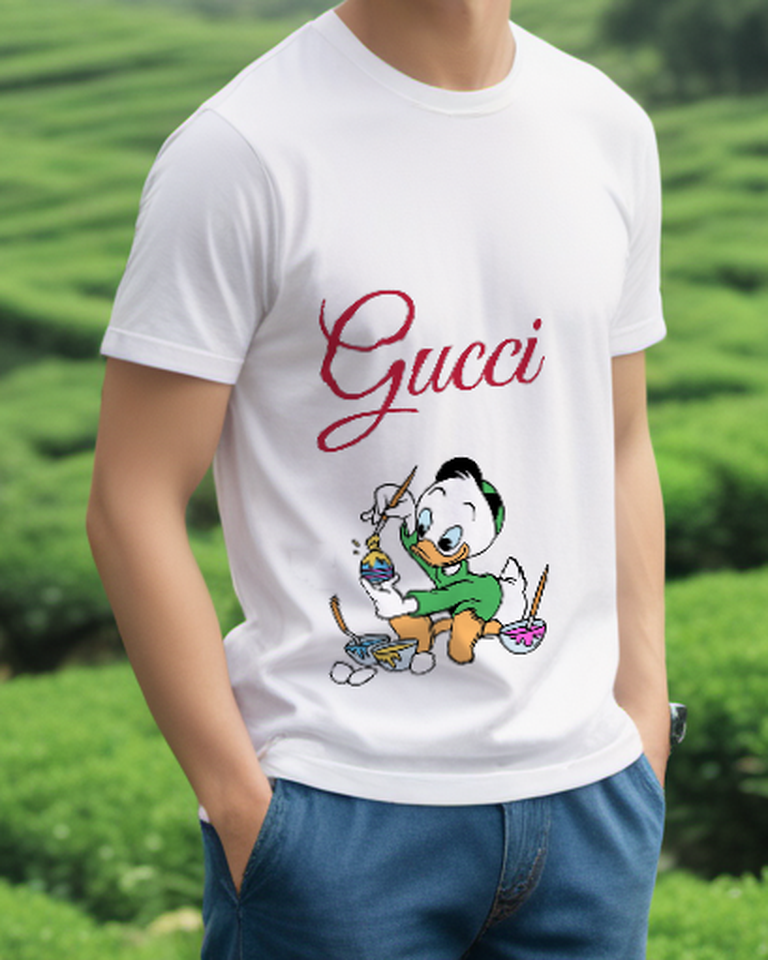 White Egg Painting Young Duck Graphic T-Shirt - styled view 5