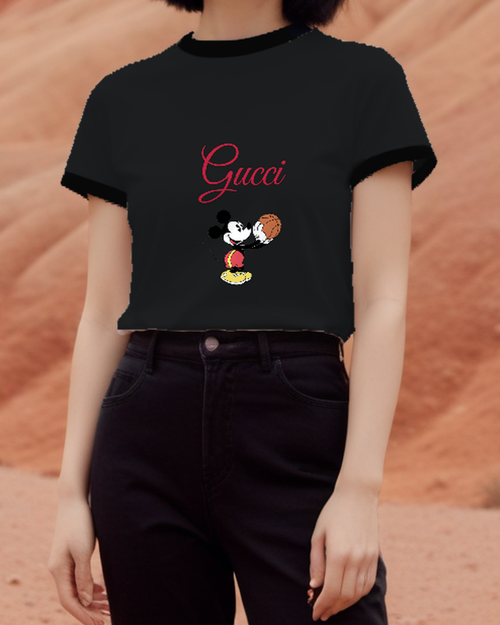 Black Basketball Mouse Graphic T-Shirt - styled view 1