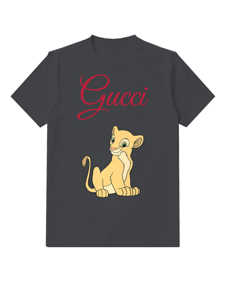 Charcoal Gray Pale Seated Lion Cub Graphic T-Shirt - front product view