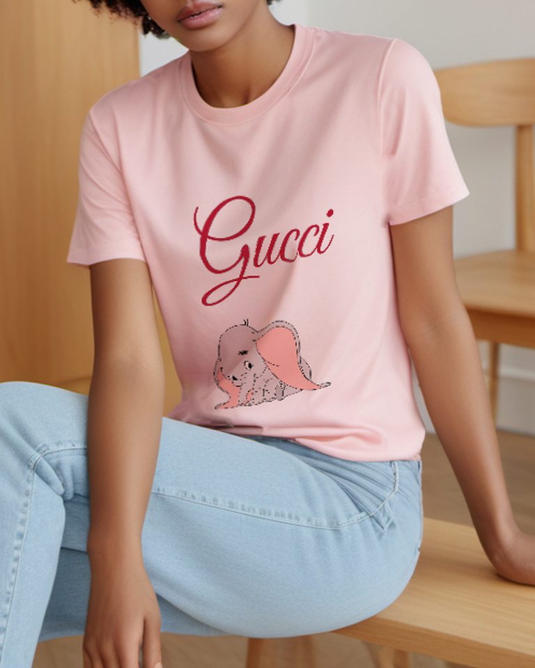 Blush Pink Drooping Ear Elephant Graphic T-Shirt - styled view 3