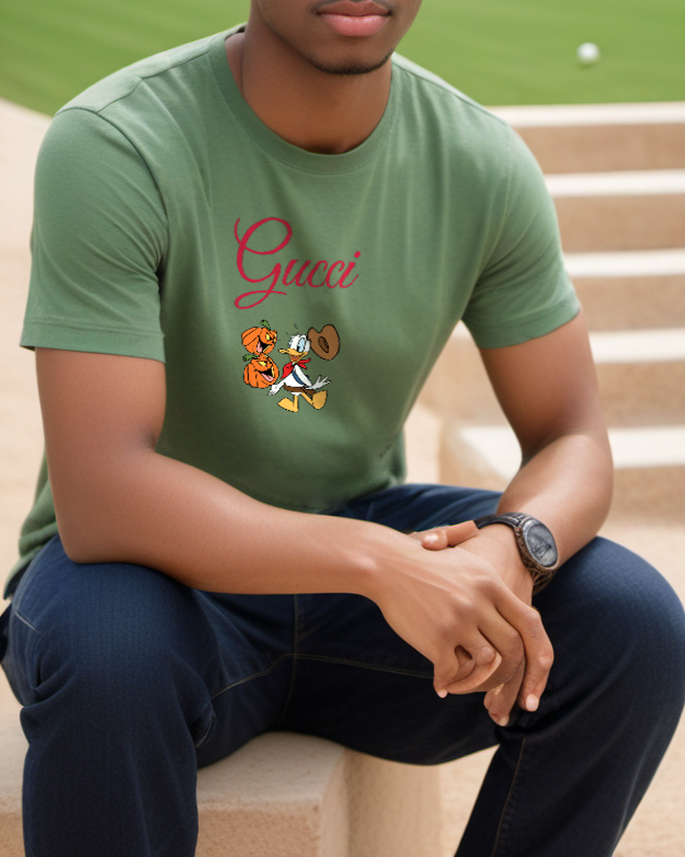 Sage Green Cowboy Duck Pumpkins Graphic T-Shirt - styled view 2
