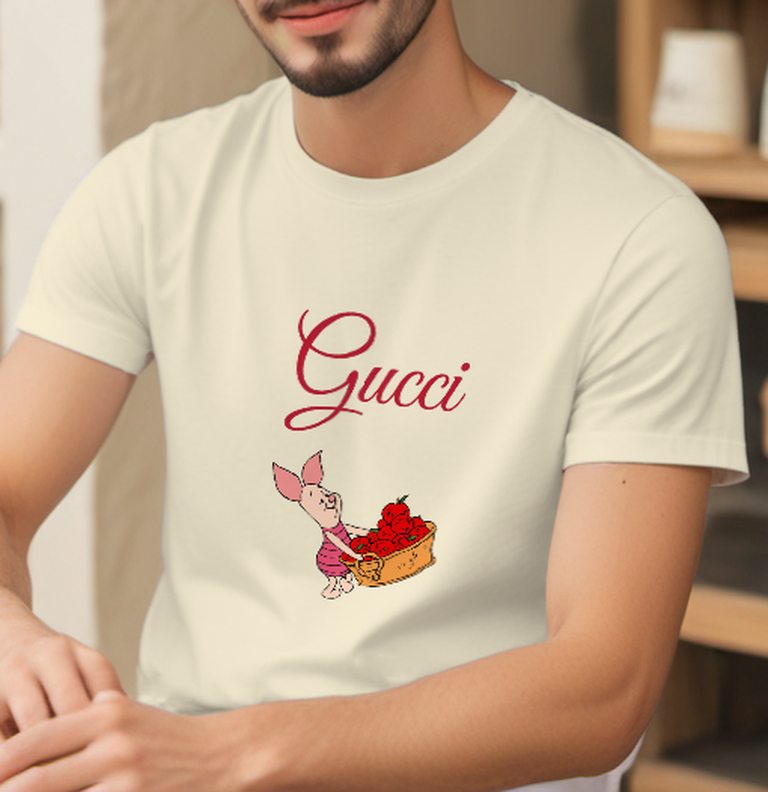 Ivory Piglet Apple Basket Graphic T-Shirt - styled view 5