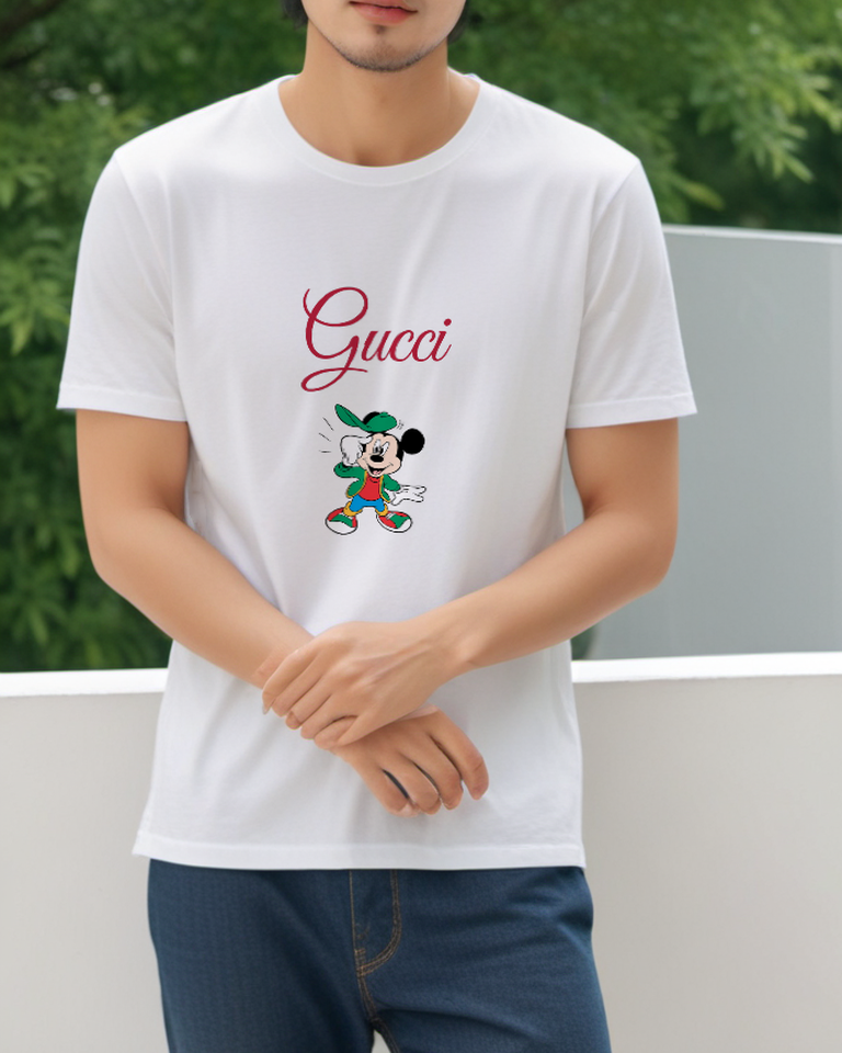 White Green Cap Sport Mouse Graphic T-Shirt - styled view 2